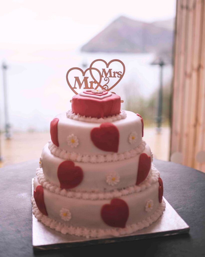The wedding cake at Sandy Cove Hotel wedding